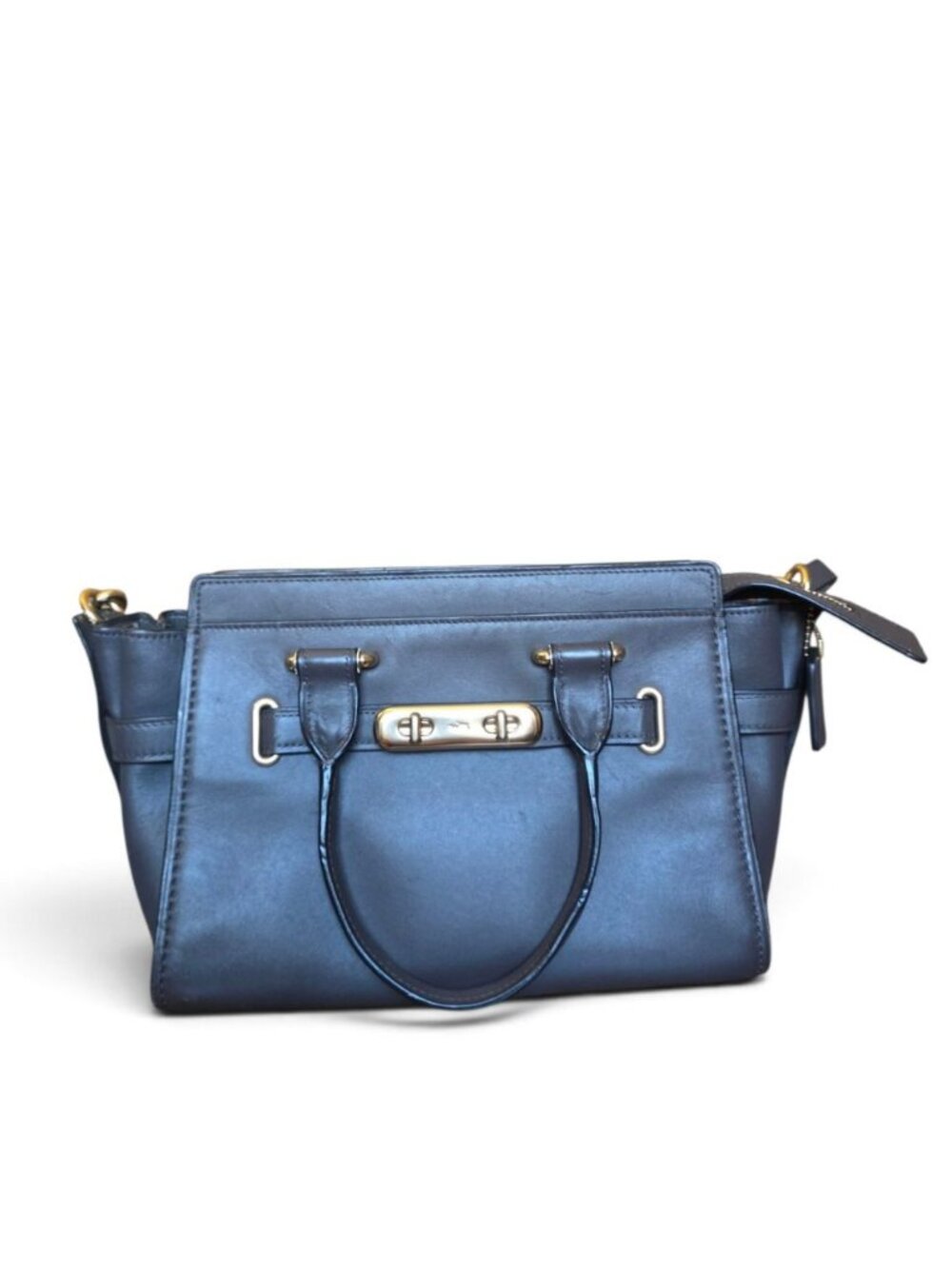 Coach Swagger 27 Gray Brown Glovetanned Leather Gold Satchel 12111 Authentic - Picture 3 of 16